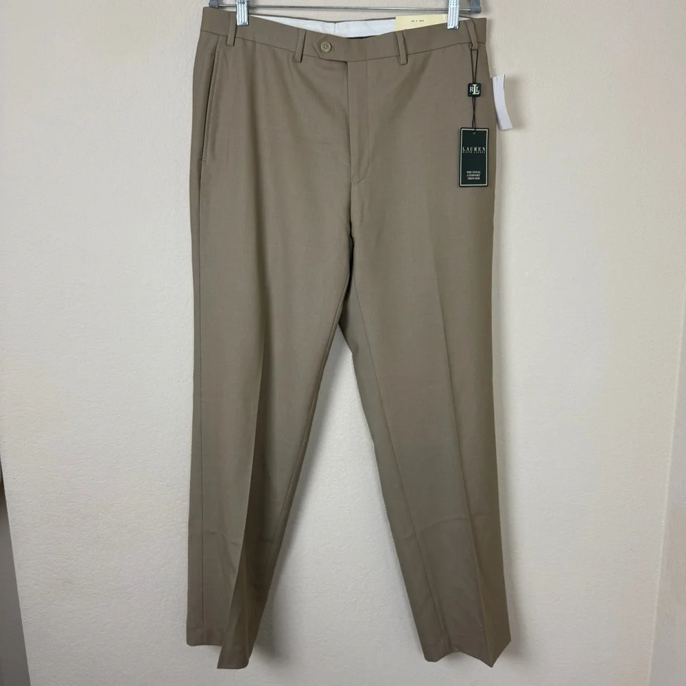 NWT- Ralph Lauren Classic Fit Total Comfort Pleated Dress Pants | 36